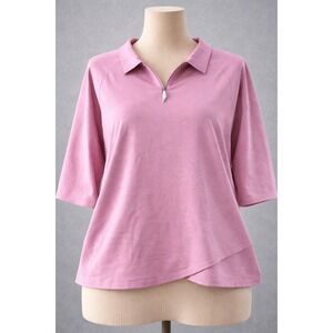 NWOT Sport Savvy Womens 5X Orchid Pink Quarter Zip Tulip Hem Sweatshirt